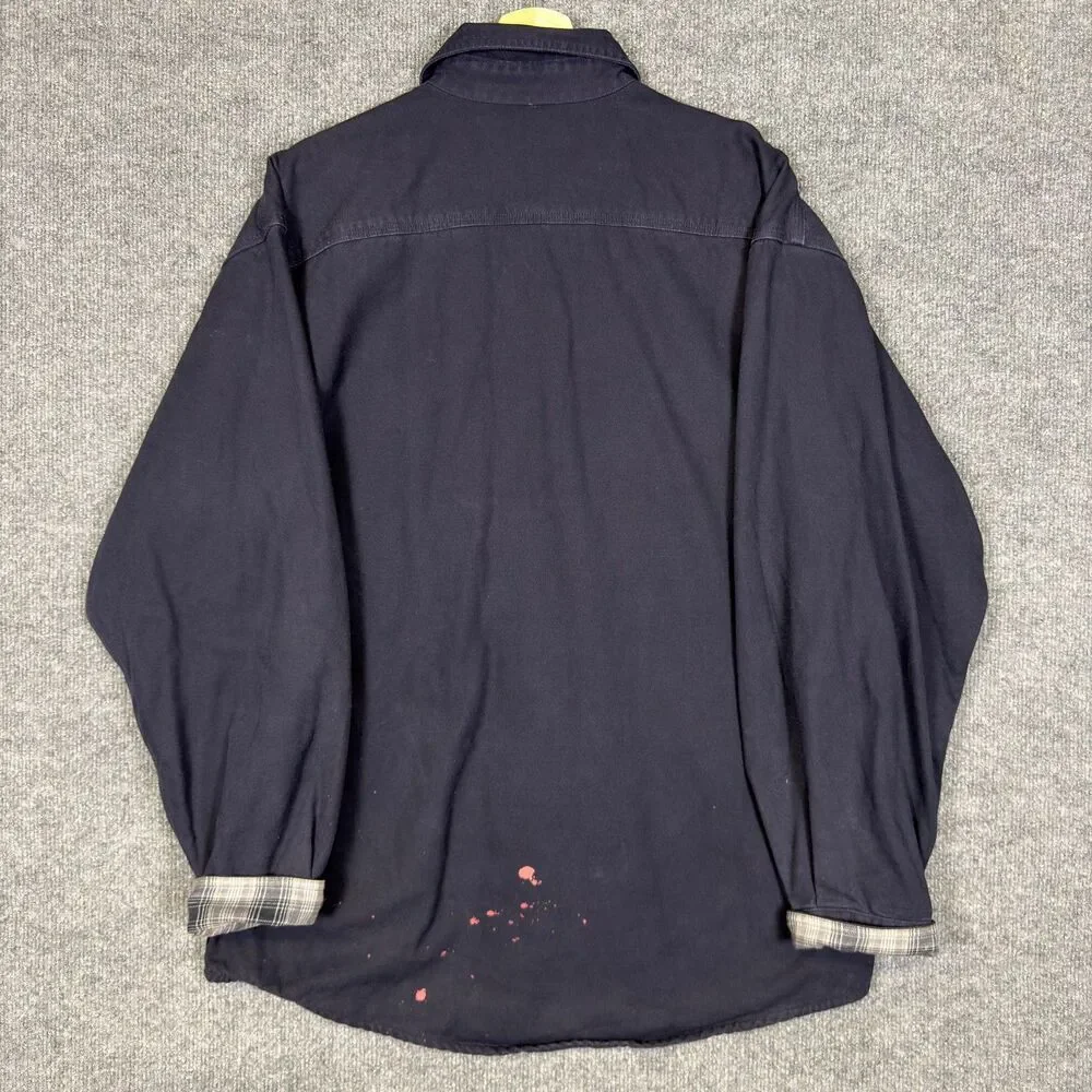 Carhartt Shirt Jacket Men's M Blue Canvas Flannel Lined Snap Front Utility Chore